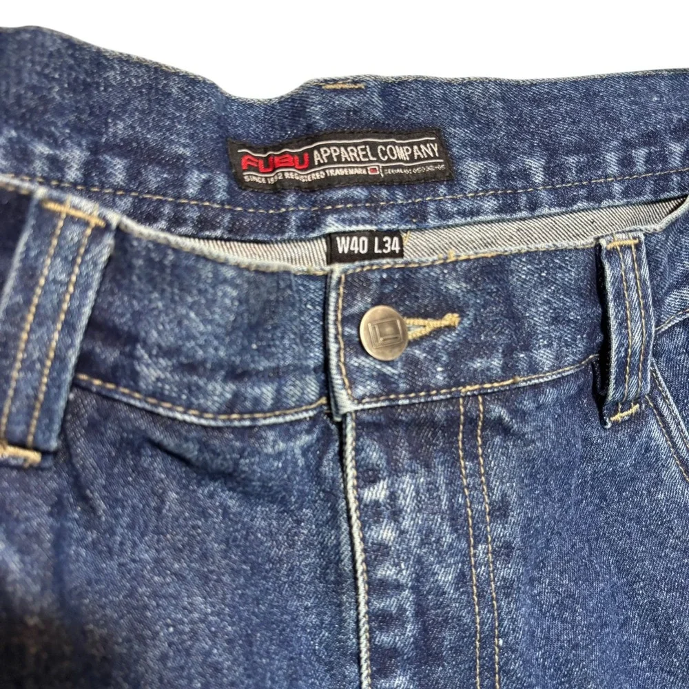 FUBU Carpenter Jeans Mens Blue Cotton Vintage 90s Y2K Baggy Hip Hop W40 L34